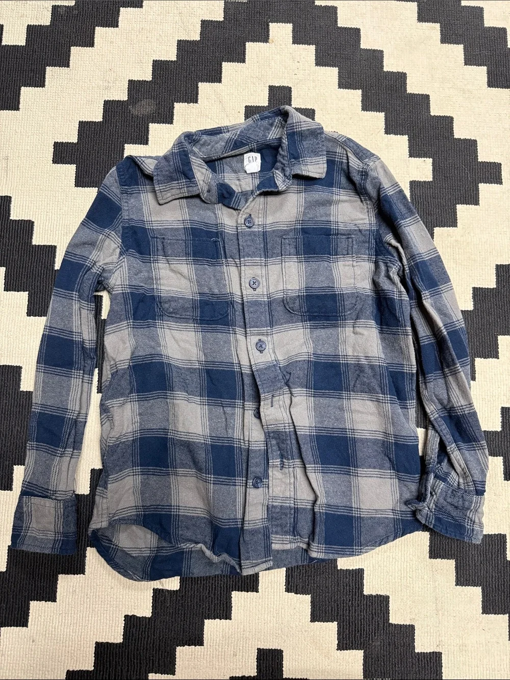 GAP Navy and Gray Plaid Button-Down Shirt